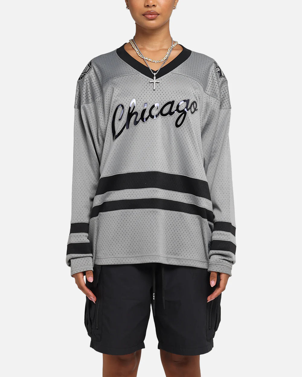 MNA-U47 (Mitchell & ness chicago bulls chrome jersey gunmetal grey/charcoal) 102596956
