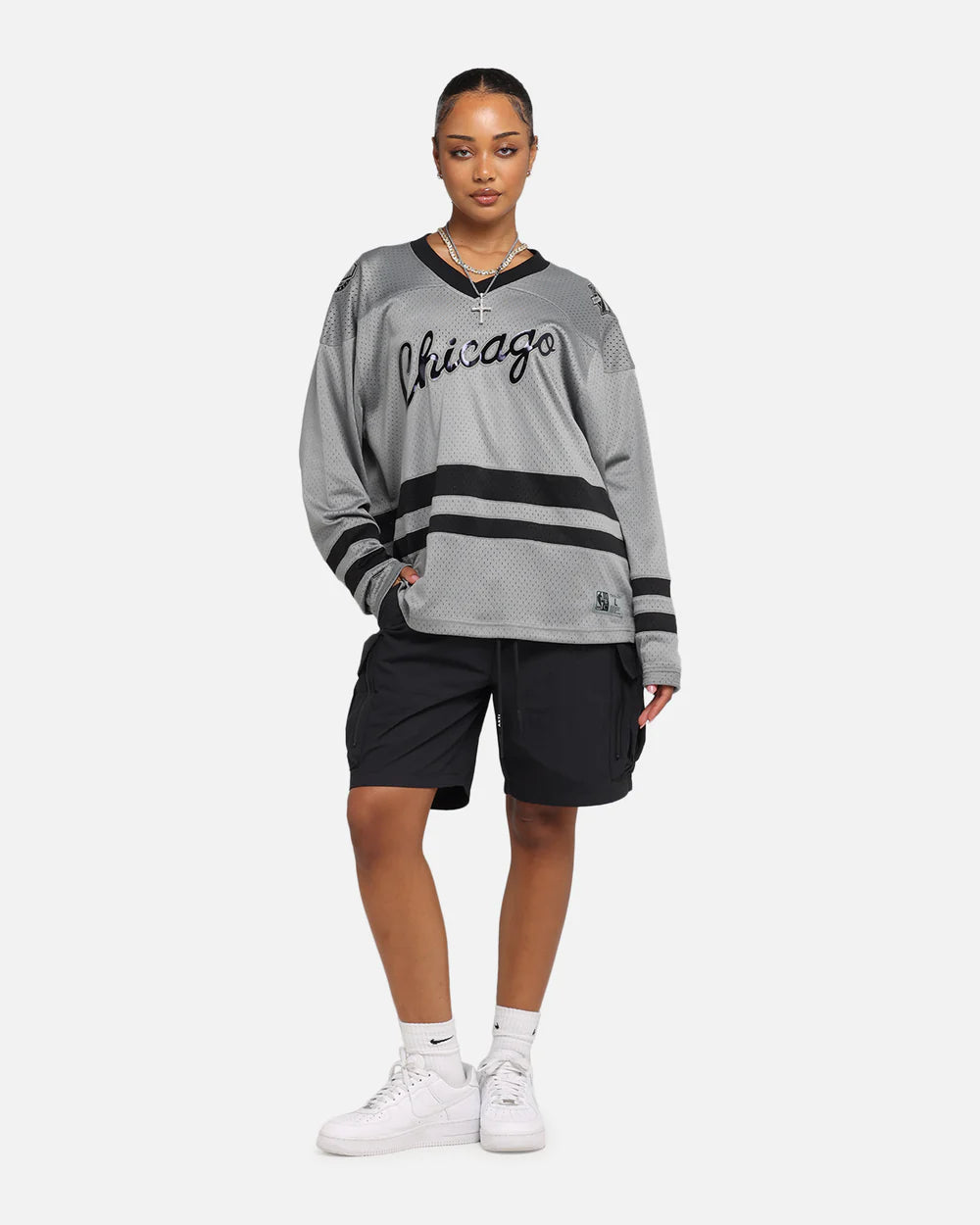 MNA-U47 (Mitchell & ness chicago bulls chrome jersey gunmetal grey/charcoal) 102596956