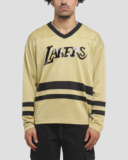 MNA-Q47 (Mitchell & ness los angeles lakers chrome jersey khaki/black)