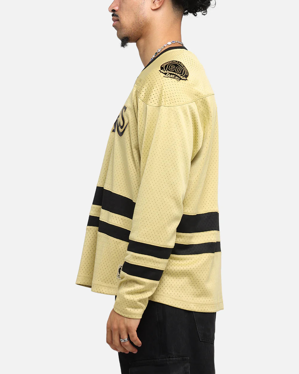MNA-Q47 (Mitchell & ness los angeles lakers chrome jersey khaki/black)