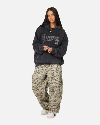 MNA-P47 (Mitchell & ness lakers distressed rhinestone logo hoodie faded black) 102596087