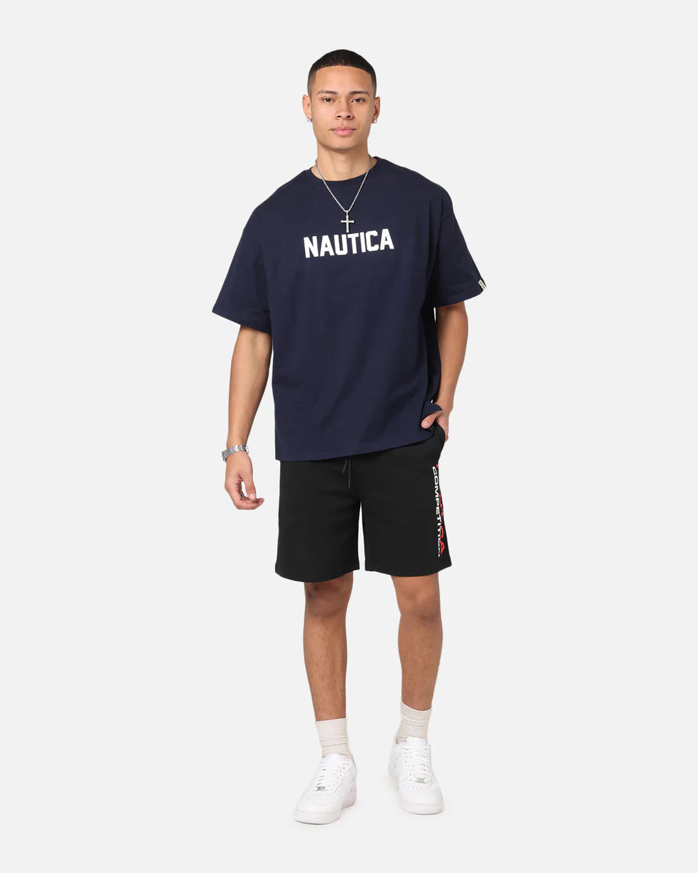 NTA-W14 (Nautica box fit basic logo logo t-shirt navy) 122593478