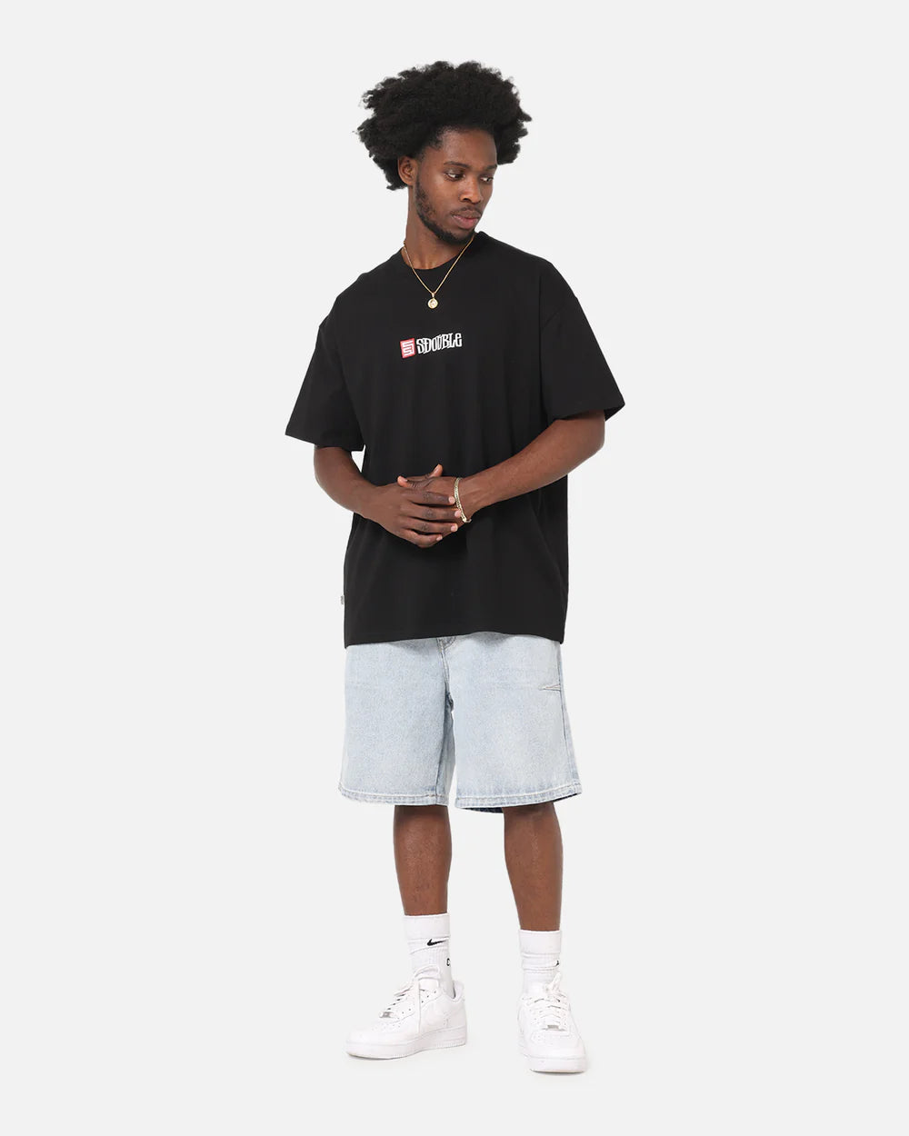 SSA-C (S/Double s cube mid block short sleeve heavy weight tee washed black) 122593043