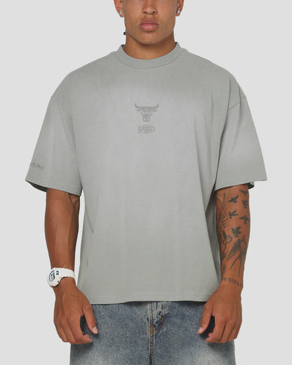 MNA-H48 (Mitchell & ness chicago bulls big oversized logo t-shirt nuetral grey) 102593913