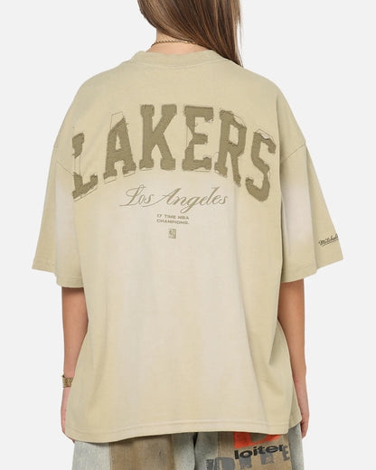 MNA-J48 (Mitchell & ness los angeles lakers big oversized logo t-shirt gravel stone) 102593913