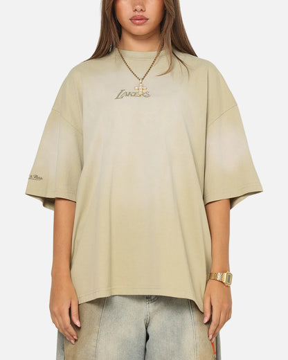 MNA-J48 (Mitchell & ness los angeles lakers big oversized logo t-shirt gravel stone) 102593913