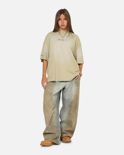 MNA-J48 (Mitchell & ness los angeles lakers big oversized logo t-shirt gravel stone) 102593913