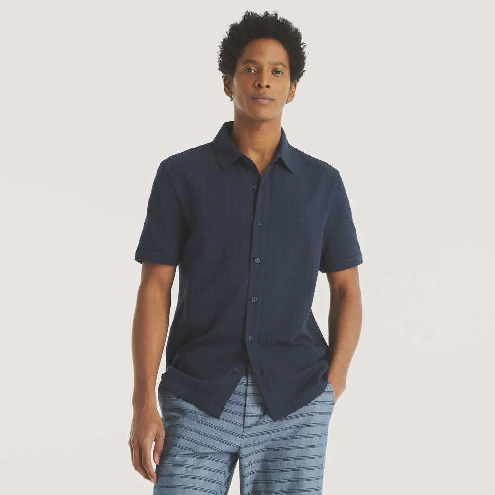 NTA-S12 (Nautica button down seersucker short sleeve polo navy seaside) 52595217