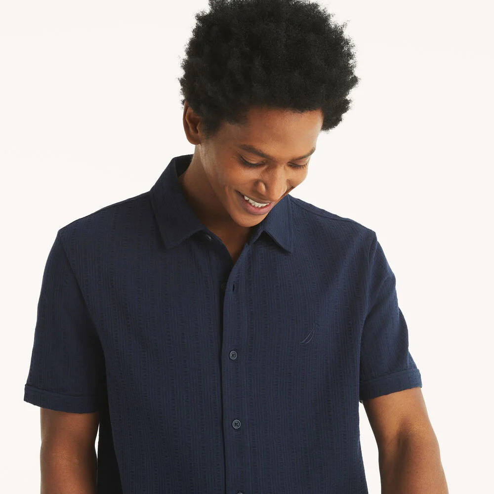 NTA-S12 (Nautica button down seersucker short sleeve polo navy seaside) 52595217
