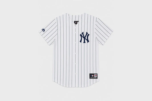 MJA-T15 (Majestic mlb new york yankees home replica button up jersey white/navy pinstripe) 82696087