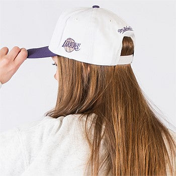 MNA-V28 (Mitchell and ness letterman classic lakers snapback off white/purple osfm) 62392826