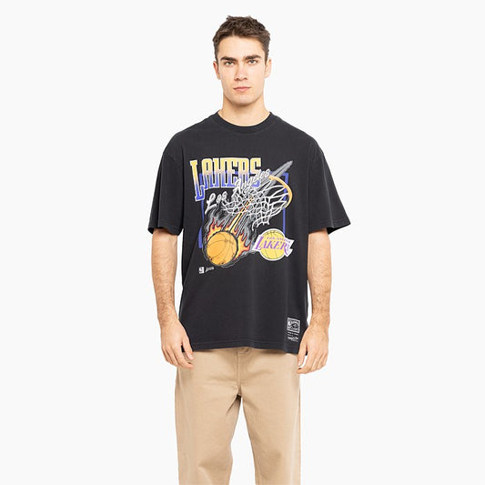 MNA-D30 (Mitchell and ness fireball tee lakers faded black) 82393478