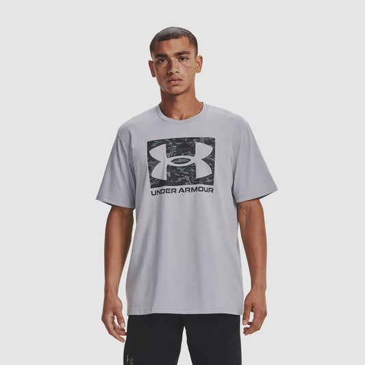 UAA-G14 (Under armour mens abc camo boxed logo short sleeve t-shirt mod gray/light heather) 22592173