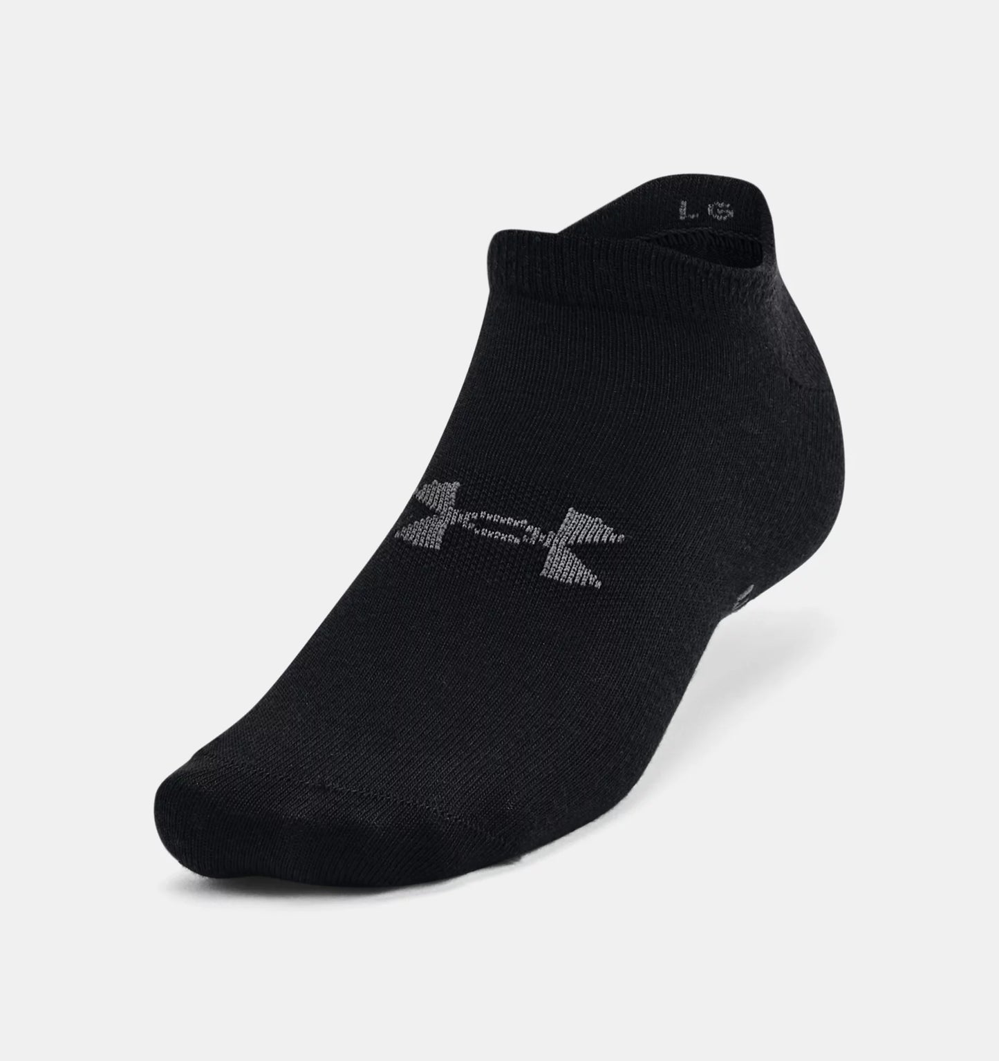 UAA-Z10 (Under armour unisex essential no show 6 pack socks black/pitch gray) 102391739