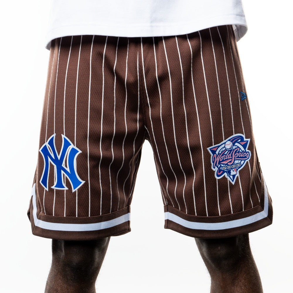 NEA-H8 (New era oversize mesh pinstripe new york yankees shorts chocolate/pink/cobalt blue) 52495500