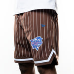 NEA-H8 (New era oversize mesh pinstripe new york yankees shorts chocolate/pink/cobalt blue) 52495500
