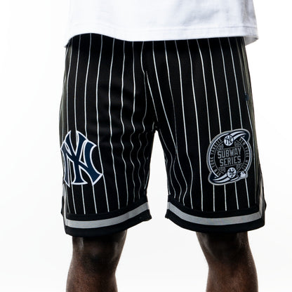 NEA-I8 (New era oversize mesh pinstripe new york yankees shorts black/grey/white) 52495500