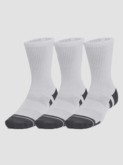 UAA-V15 (Under armour unisex performance tech 3 pack crew socks white/jet gray) 72591304