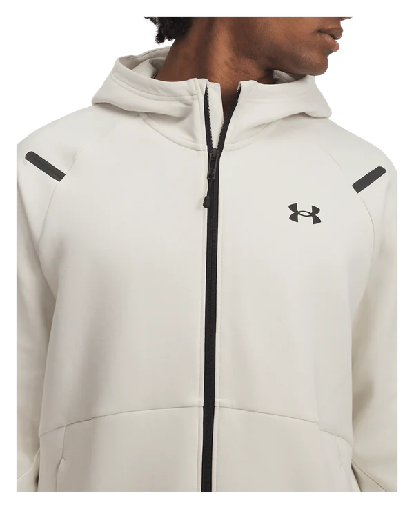 UAA-N14 (Under armour mens unstoppable fleece full-zip hoodie stone/black) 32597391