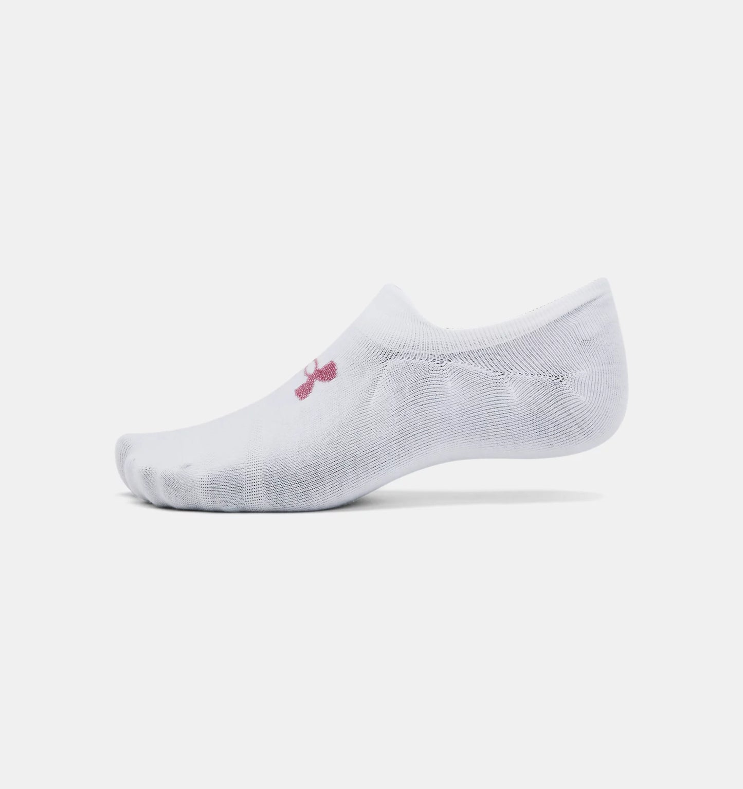 UAA-Q12 (Under armour 3 pack unisex essential ultra low tab socks white/pink elixir) 62491304