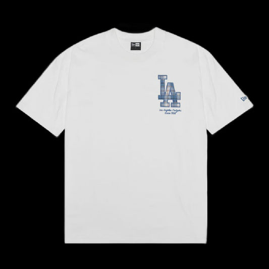 NEA-M10 (New era denim & plaid oversize los angeles dodgers tee white) 102493500