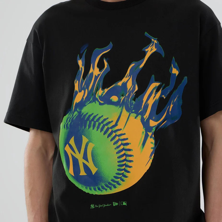 NEA-J13 (New era mlb new york yankees on fire oversize tee black) 12694000
