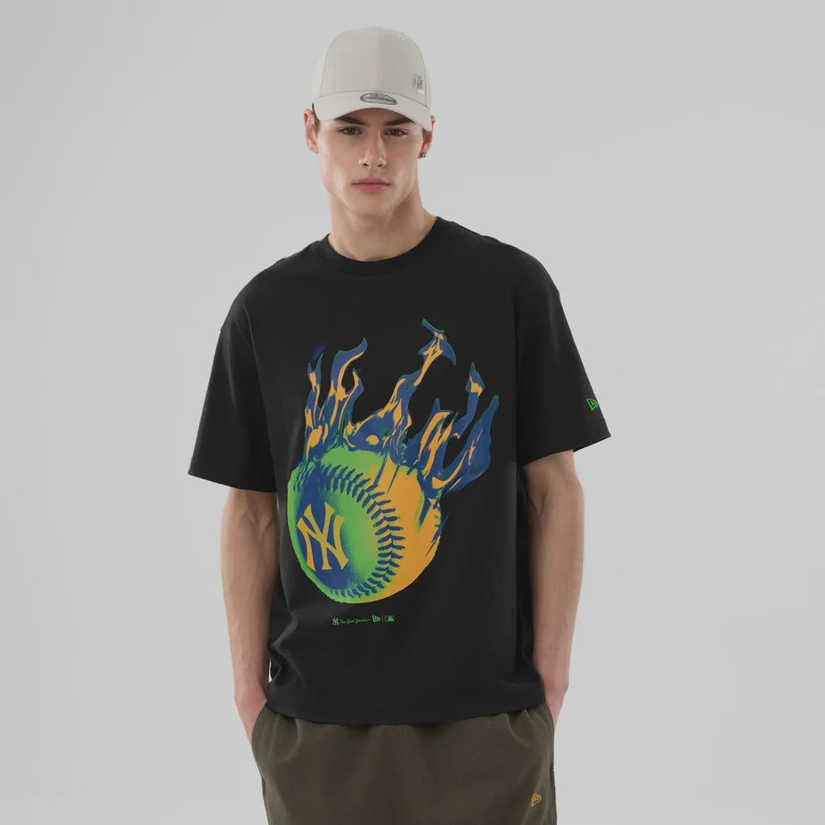 NEA-J13 (New era mlb new york yankees on fire oversize tee black) 12694000