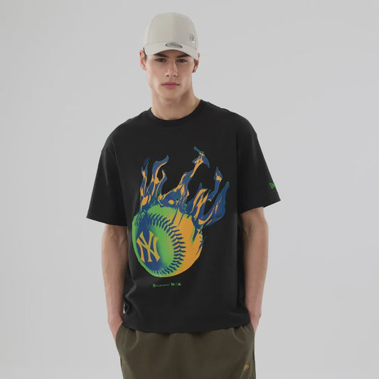 NEA-J13 (New era mlb new york yankees on fire oversize tee black) 12694000