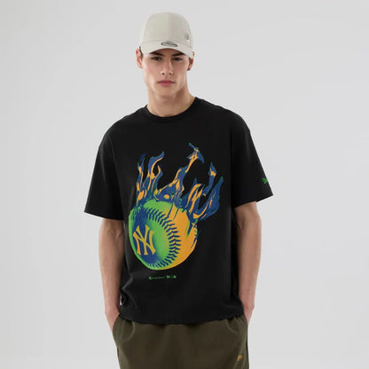 NEA-J13 (New era mlb new york yankees on fire oversize tee black) 12694000