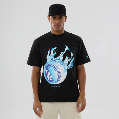 NEA-K13 (New era mlb los angeles dodgers on fire oversize tee black) 12694000
