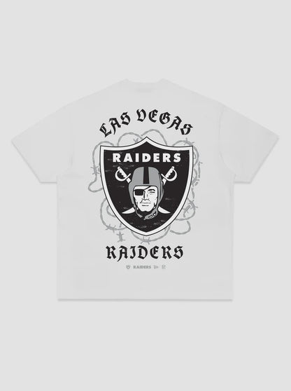 NEA-K14 (New era barbed wire las vegas raiders short sleeve relaxed fit t-shirt white) 52693750