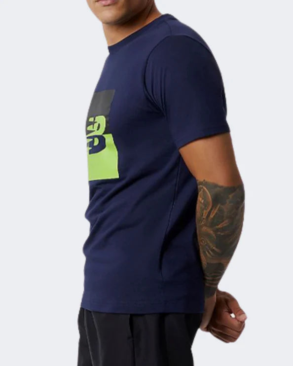 NBA-E4 (New balance sport flying men lifestyle t-shirt navy/lime) 652291800