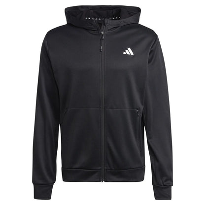 AA-Y21 (Adidas training essentials seasonal training full-zip hoodie black/white) 92396140