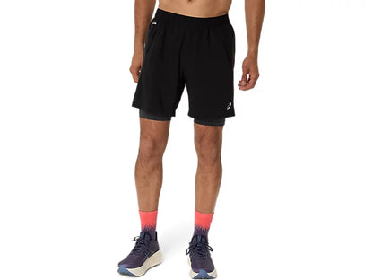 ASA-F2 (Asics road 2in1 men's 7" shorts performance black/graphite grey) 82695000