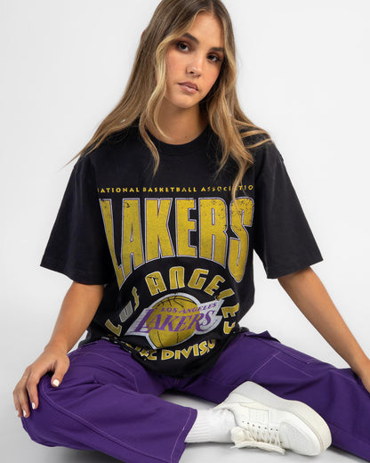 MNA-O22 (Mitchell and ness division arch tee lakers faded black) 102293478