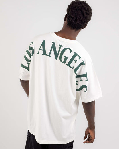 MJA-C10(Majestic heavy arch city oversize tee dodgers vintage white) 42393478