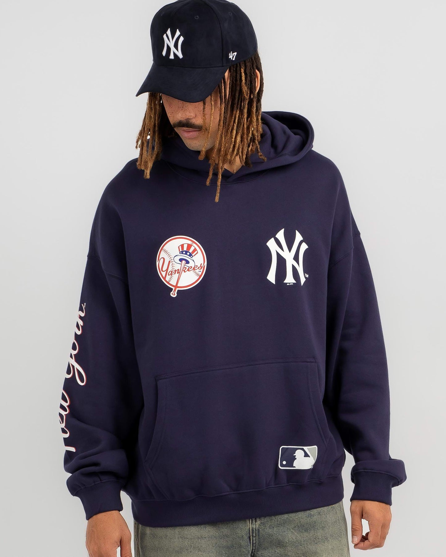 MJA-M13 (Majestic crest patch fleece new york yankees hoodie true navy) 52495652