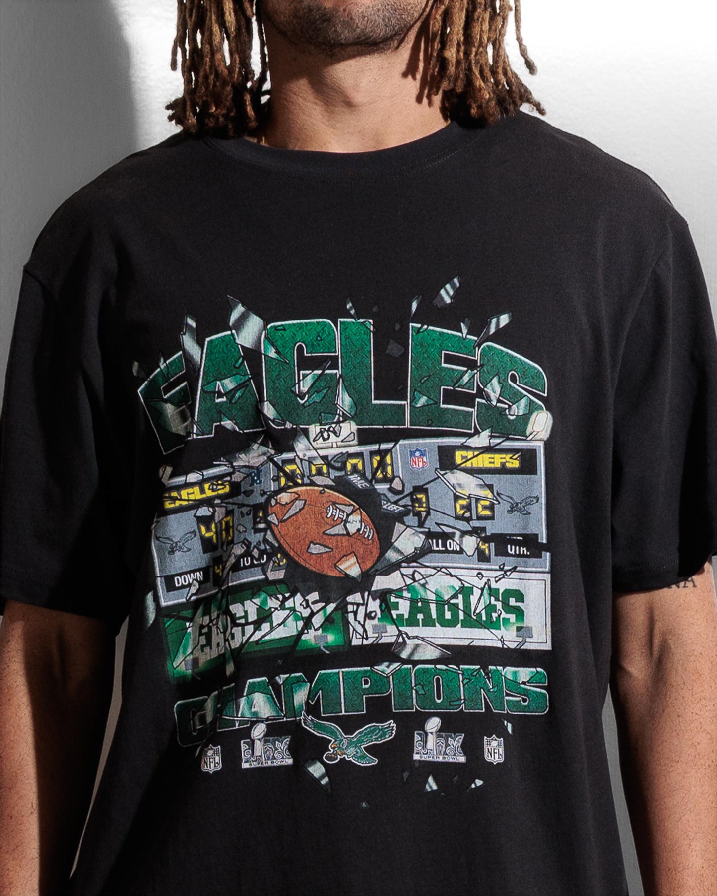 MNA-T53 (Mitchell & ness philadelphia eagles smashed scoreboard tee washed black) 92693043