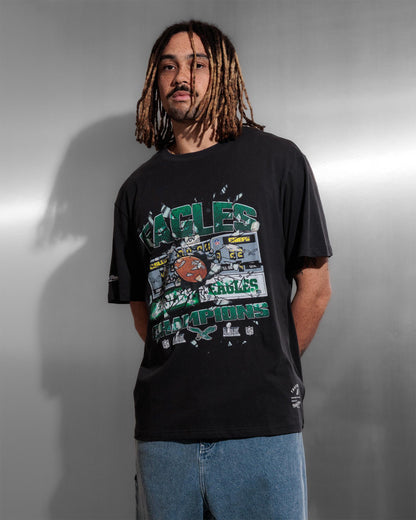 MNA-T53 (Mitchell & ness philadelphia eagles smashed scoreboard tee washed black) 92693043