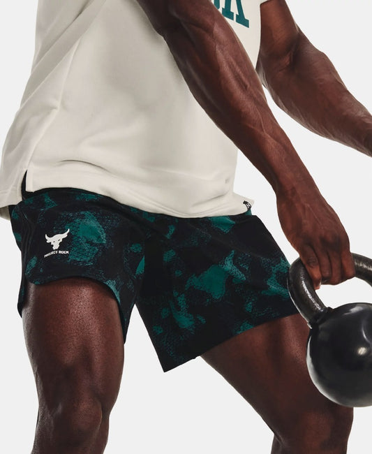 UAA-S9 (Under armour mens project rock printed woven shorts coastal teal/fade/white) 42294347