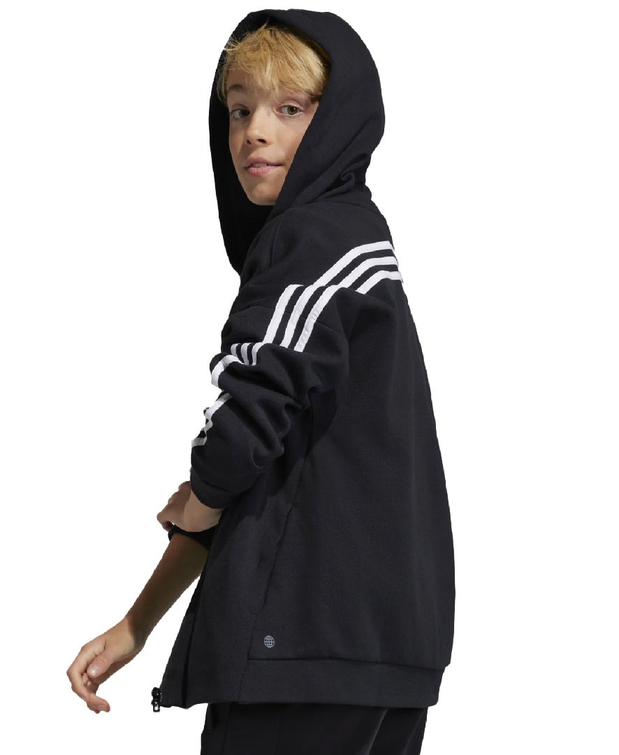 AA-E23 (Adidas icons 3-stripes full-zip hooded track top black/white) 32494808