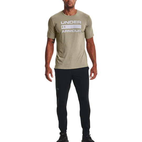 UAA-J7 (Mens team issue wordmark short sleeve tee khaki gray/mod gray) 52292173