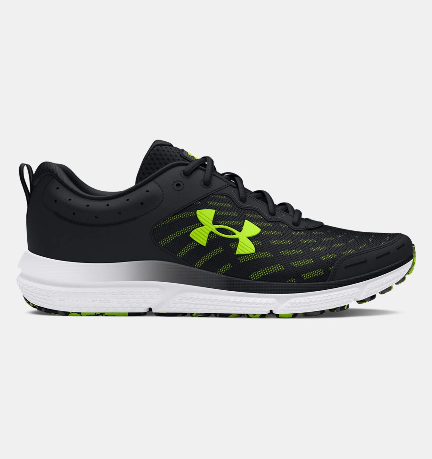 UA-G8 (Under armour mens charged assert 10 4E width black/high vis yellow) 52495652