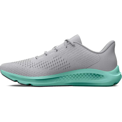 UA-C8 (Under armour women's charged pursuit 3 big logo trainer mod gray/halo gray/neo turquioise) 122395652