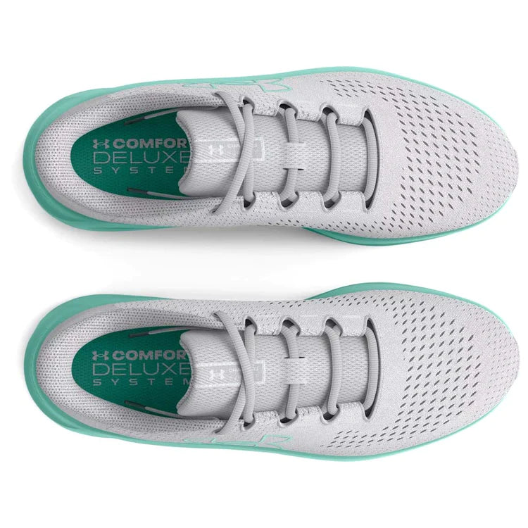 UA-C8 (Under armour women's charged pursuit 3 big logo trainer mod gray/halo gray/neo turquioise) 122395652