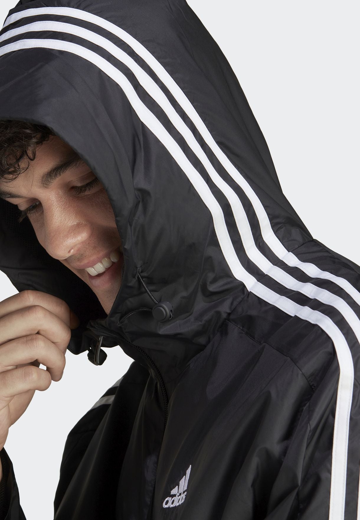 AA-F21 (Adidas essentials 3-stripes woven windbreaker black/white) 72396735 ADIDAS