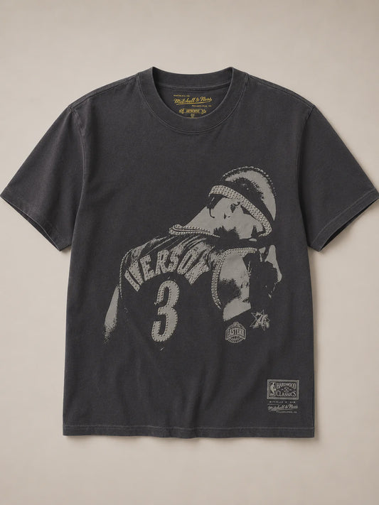 MNA-R51 (Mitchell & ness studded tips iverson t-shirt washed black) 72693913