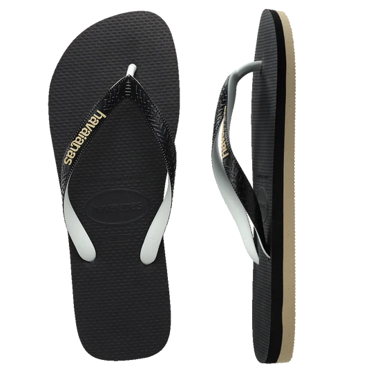 HA-A7 (Havaianas top rubber flip flops black/white 0133) 112391956