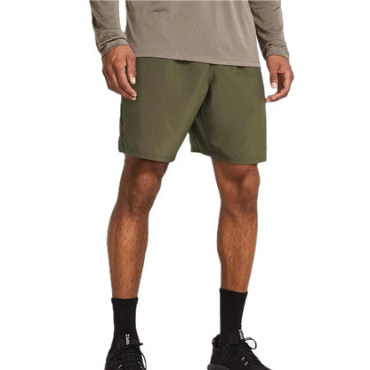 UAA-T12 (Under armour men's woven wordmark shorts castle marine od green/black) 62492608