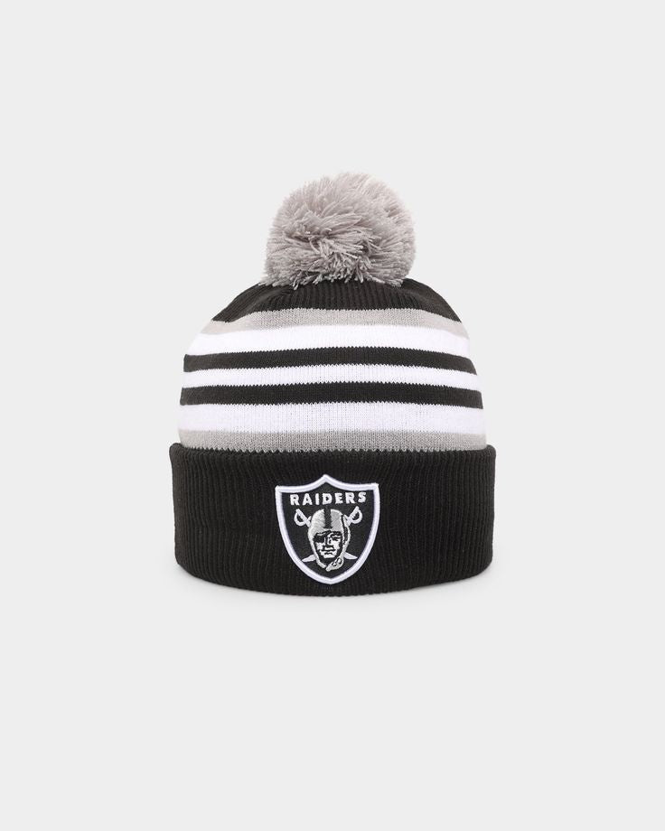 NEC-E64 (New era knit medium las vegas raiders stripe beanie in official team colours osfm) 52592615